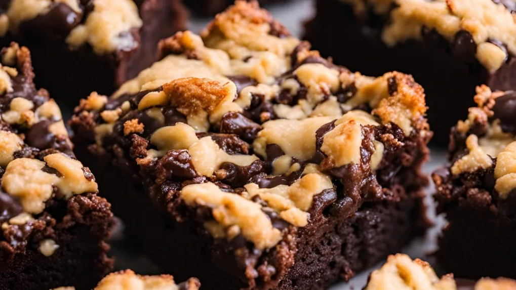 A plate of brownies with crumbly edges and uneven texture, showcasing baking issues