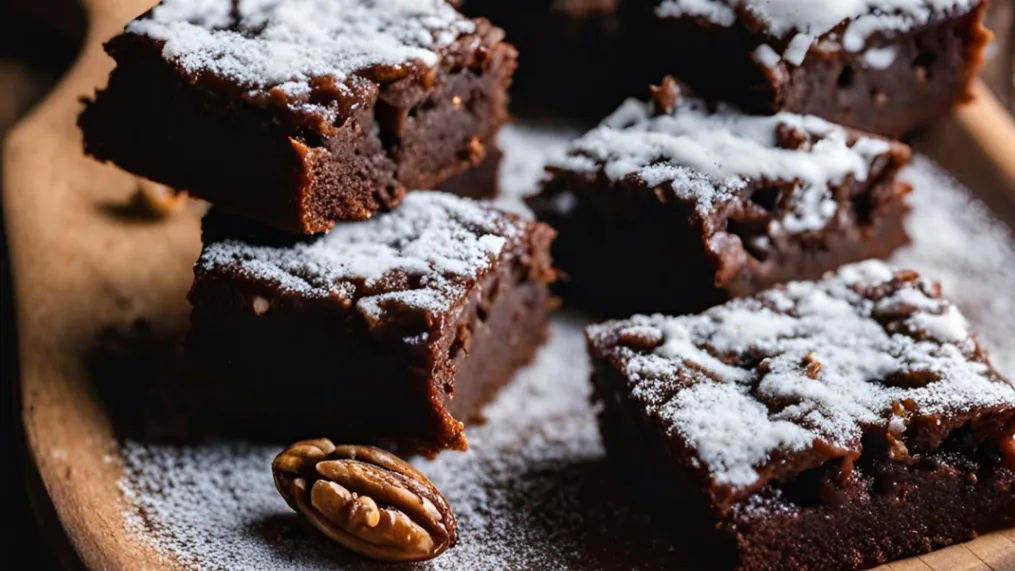 A plate of rich, gooey brownies inspired by Snoop Dogg’s signature recipe